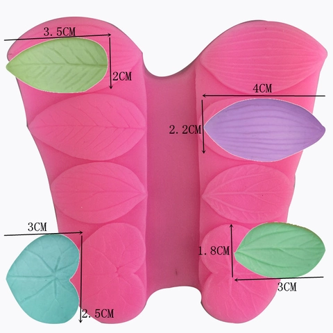 Bladvorm Siliconen Fondant Vorm DIY Bakken Taart Decoreren Gereedschap Chocolade Suiker Ambachtelijke Klei Vorm Roze Keukenaccessoire