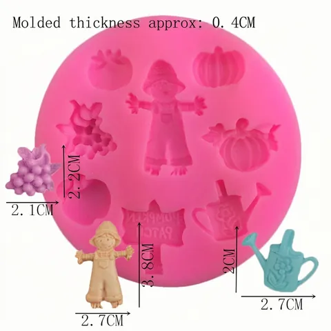 Scarecrow Pumpkin Grapes Silicone Mold DIY Fondant Cake Mold For Baking Harvest Autumn Theme Kitchen Tool DIY Craft Mold
