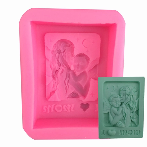Molde de Silicona con Tema Amor Materno para Pastel Fondant Chocolate Jabón Hecho a Mano DIY Repostería Rosa