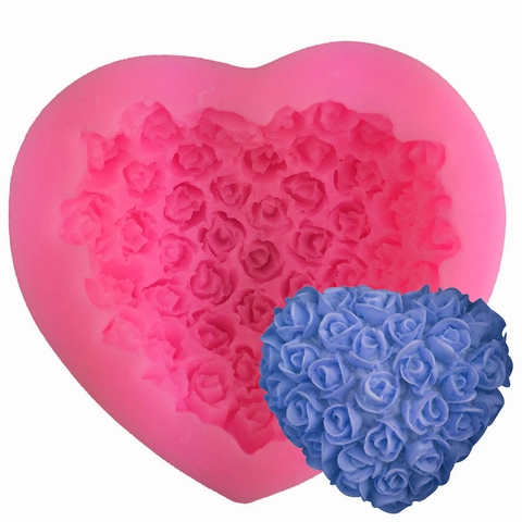 Herz Rose Blume Silikon Fondant Kuchenform Rosa 3D Blumenmuster DIY Backwerkzeuge Für Schokolade Seife Kerzenherstellung
