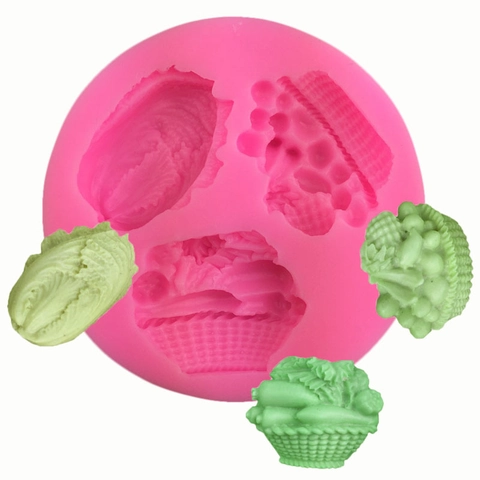 Groentemand Siliconen Fondant Vorm DIY Bakgereedschap Voor Taart Decoratie Roze Chocolade Klei Vorm Keukengerei