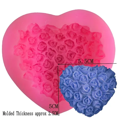 Herz Rose Blume Silikon Fondant Kuchenform Rosa 3D Blumenmuster DIY Backwerkzeuge Für Schokolade Seife Kerzenherstellung