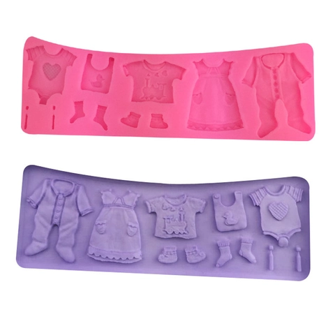 Babykleidung Silikonform Für Kuchendekoration Fondant Schokolade DIY Handgemachte Seife Backwerkzeuge Rosa Lila