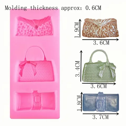 Handtaschenform Silikonform Beutel Schokolade Fondant Kuchen Dekoration Werkzeug 3D Harz Ton Seife Handwerk Form Rosa Designs
