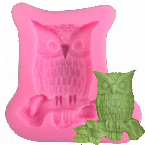 Molde de Silicona con Forma de Búho DIY para Decoración de Pasteles de Fondant Chocolate Jabón Resina Arcilla Artesanía Rosa