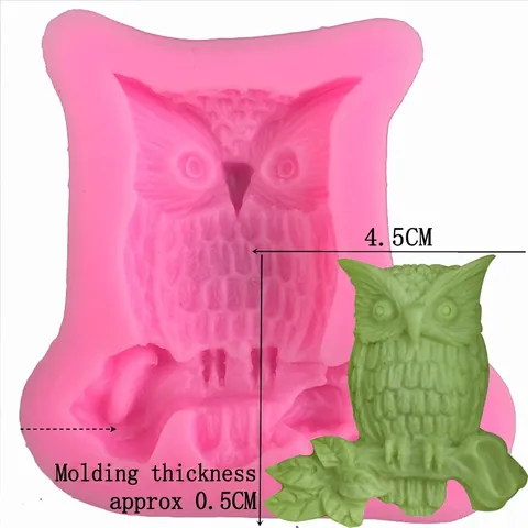 Molde de Silicona con Forma de Búho DIY para Decoración de Pasteles de Fondant Chocolate Jabón Resina Arcilla Artesanía Rosa