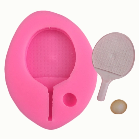 Moule en Silicone Rose Raquette de Ping-Pong et Balle pour Décoration de Gâteaux Fondant Outils de Pâtisserie DIY