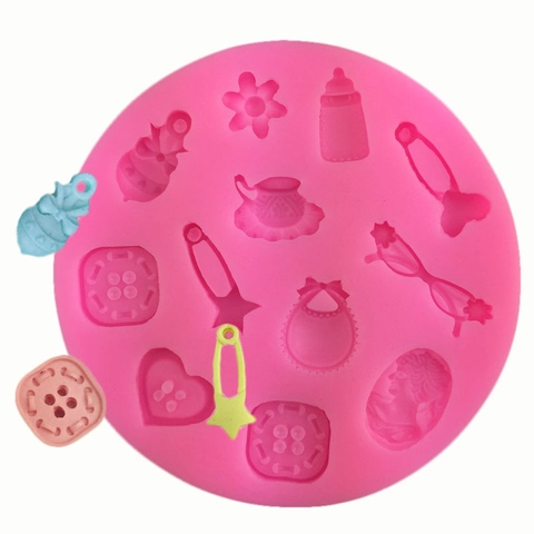 Siliconen Taartvorm Multi-Patroon Babyfles Knop Bloem Hart Portret Vorm DIY Fondant Chocolade Bakken Decoratie Gereedschap