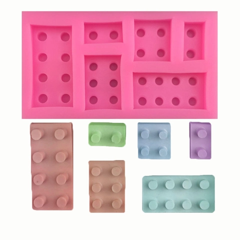 Kreative Bausteinform Silikon Kuchenform 3D Ziegel Stil Fondant Schokolade Backform Pink DIY Dekorationswerkzeug