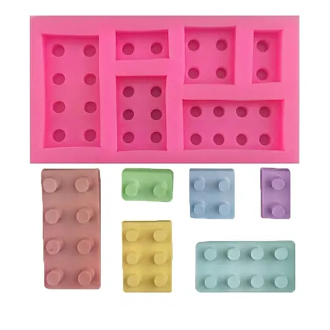 Kreative Bausteinform Silikon Kuchenform 3D Ziegel Stil Fondant Schokolade Backform Pink DIY Dekorationswerkzeug
