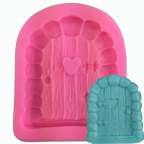 Stampo in Silicone Porta Fiabesca Con Venatura del Legno Cuore Porta ad Arco Strumento Decorazione Torte Fondente Fai da Te