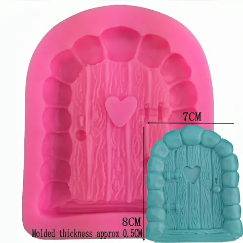 Stampo in Silicone Porta Fiabesca Con Venatura del Legno Cuore Porta ad Arco Strumento Decorazione Torte Fondente Fai da Te