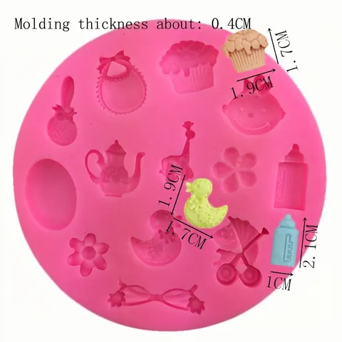 Baby Theme Silicone Fondant Cake Mold For DIY Baking Chocolate Baby Carriage Milk Bottle Duck Pink Pastry Decorating Tool