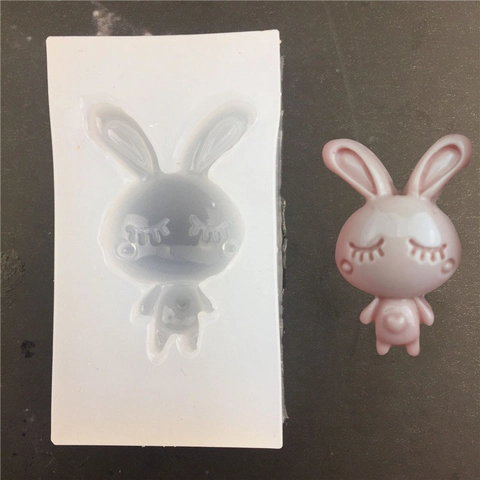 Cute Rabbit Heart Shape Silicone Mold For DIY Crystal Epoxy Resin Clay Cake Decoration Mirror Surface Rabbit Mold Baking Tools