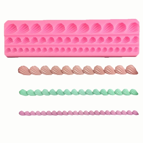 Molde Silicona Borde Concha Fondant Ola Encaje para Pasteles Herramientas Decoración Pasteles para Chocolate Repostería Dulce