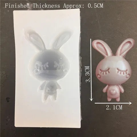 Cute Rabbit Heart Shape Silicone Mold For DIY Crystal Epoxy Resin Clay Cake Decoration Mirror Surface Rabbit Mold Baking Tools