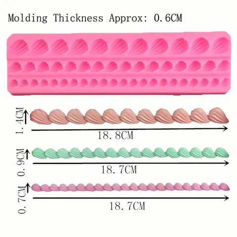 Molde Silicona Borde Concha Fondant Ola Encaje para Pasteles Herramientas Decoración Pasteles para Chocolate Repostería Dulce