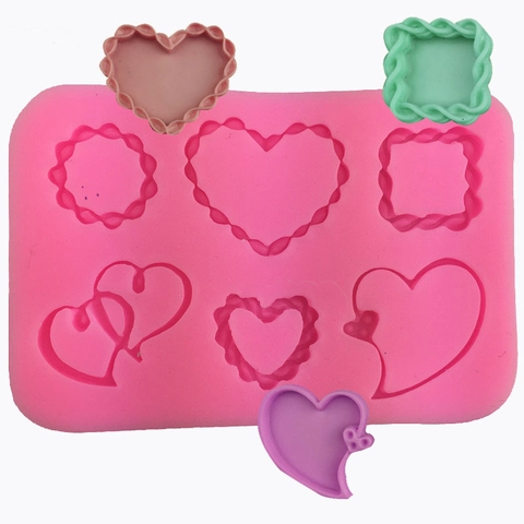 Molde de Silicona Rosa Múltiples Cavidades Corazón Cuadrado Redondo Para Decoración Pasteles Fondant DIY Chocolate Hornear