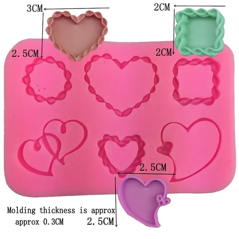 Molde de Silicona Rosa Múltiples Cavidades Corazón Cuadrado Redondo Para Decoración Pasteles Fondant DIY Chocolate Hornear