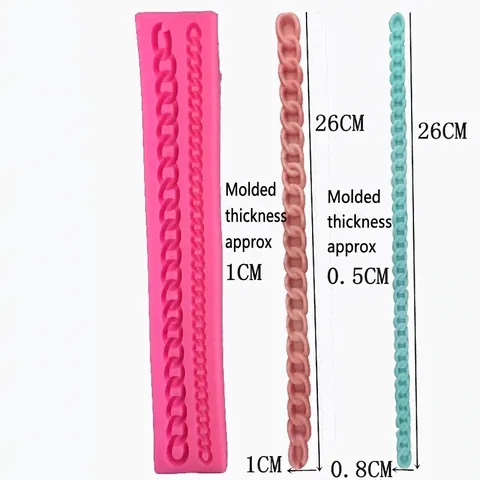 Molde de Silicona para Bordes de Pasteles Doble Cadena Textura Tejida Herramienta Decoración Fondant para Hornear Chocolate Rosa