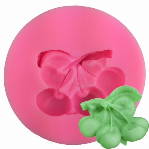 Kirsch Design Silikon Fondant Kuchenform 3D Fruchtmuster DIY Backwerkzeug Für Schokolade Ton Dekorieren Rosa