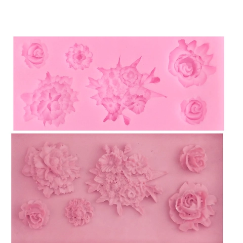 Multi-Slot Rosa Rosenblume Silikonform Für Fondant Schokoladenkuchen Topping Seife Handgemachte Aromatherapie Kerzenherstellung Werkzeug