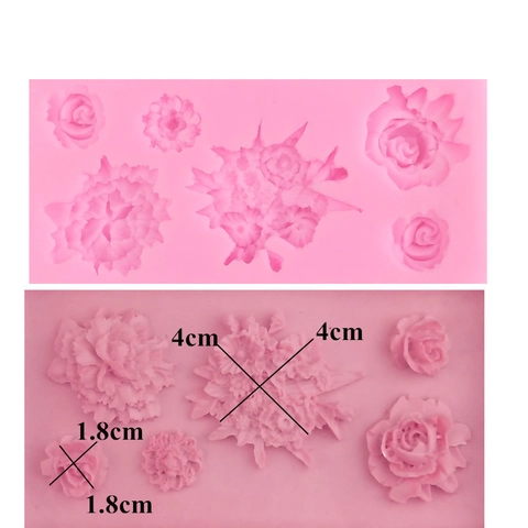 Multi-Slot Rosa Rosenblume Silikonform Für Fondant Schokoladenkuchen Topping Seife Handgemachte Aromatherapie Kerzenherstellung Werkzeug