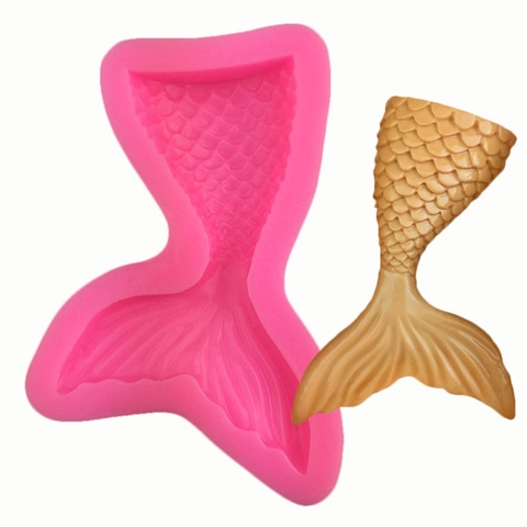 Grande Stampo in Silicone a Coda di Sirena Per Decorazione Torta Fondente DIY Sugarcraft Cioccolato Forma di Coda di Pesce Rosa