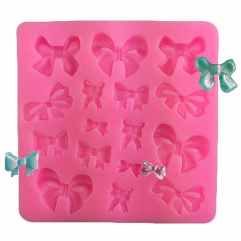 Roze Siliconen Strik Fondant Taart Decoratie Vorm DIY Multi Holte Strik Chocolade Snoep Suiker Ambacht Bakgereedschap Vorm