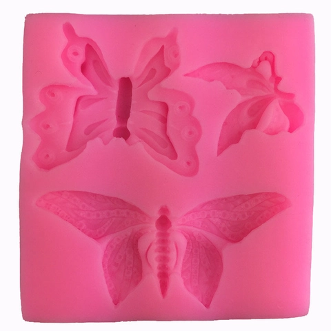 Butterfly Silicone Mold For Fondant Cake Decoration Pink DIY Chocolate Sugarcraft Handcrafted Clay Plaster Craft Mold