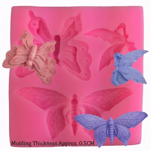 Butterfly Silicone Mold For Fondant Cake Decoration Pink DIY Chocolate Sugarcraft Handcrafted Clay Plaster Craft Mold