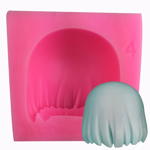 Mittellanges Haar Styling Silikonform Für Fondant Tortendekoration Rosa DIY Handgemachte Puppenhaar Backwerkzeuge