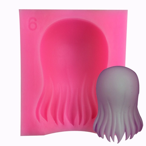 Molde de Silicona Estilo Pelo Largo para Pastel Fondant Chocolate Jabón Artesanal Forma Medusa Herramienta Decoración DIY