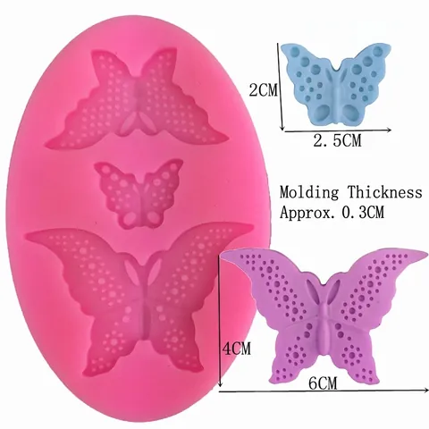 Butterfly Shaped Silicone Mold Pink Elliptical Fondant Cake Decoration Mold DIY Handmade Soap Craft Resin Baking Tool