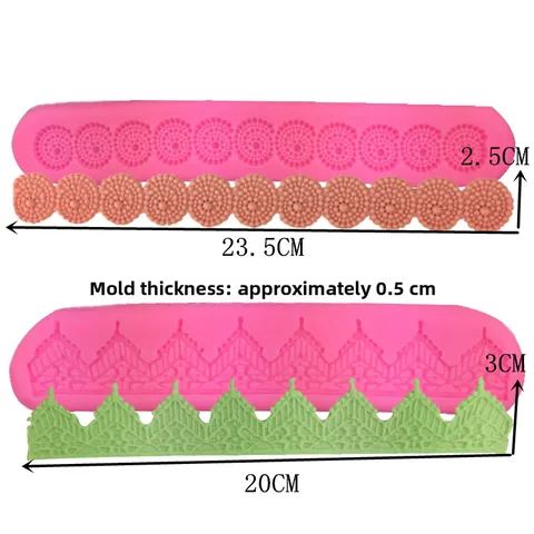 Silicone Cake Border Lace Mold Fondant Embossed Texture Baking Tool Pink Border Relief Mold For Cake Decoration DIY Pastry Tools
