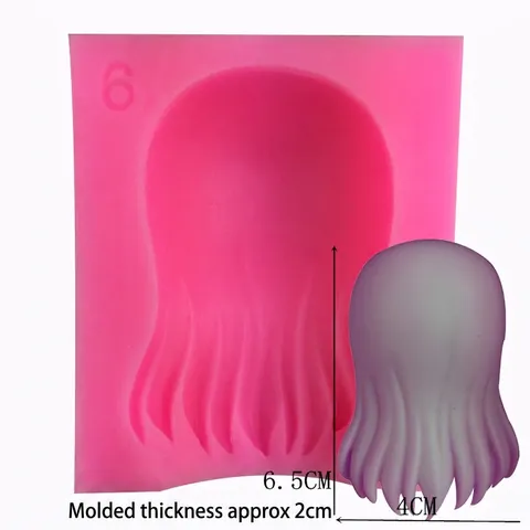 Molde de Silicona Estilo Pelo Largo para Pastel Fondant Chocolate Jabón Artesanal Forma Medusa Herramienta Decoración DIY
