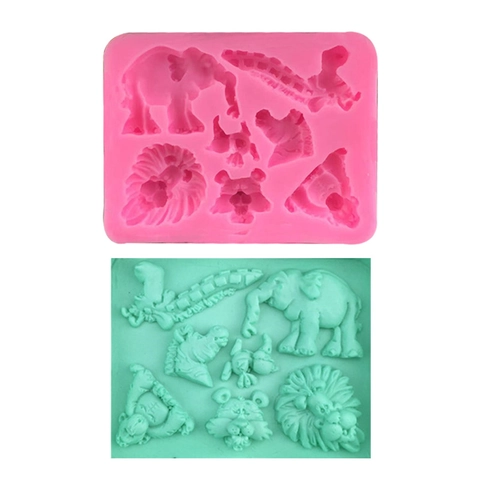 Animal Shapes Silicone Cake Mold 3D Lion Elephant Rhino Fondant Chocolate DIY Baking Tools Kitchen Accessory