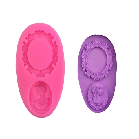 Moule en Silicone Portrait de Dame en Relief Européen Cadre Orné Moule à Fondant pour Chocolat Résine Bricolage Outils de Décoration de Gâteaux