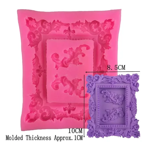 Barock Bilderrahmen Silikonform Fondant Kuchendekoration Werkzeug Relief Schokolade DIY Bastel Backform
