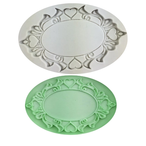 Stampo in Silicone per Cornice a Specchio a Forma di Cuore DIY Strumento per Decorazione Torte Fondente a Rilievo Goffrato Cioccolato Argilla Fatto a Mano