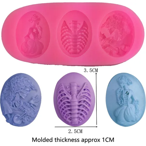 Molde de Silicona para Fondant de Niña Calavera Gótica Relieve de Esqueleto Herramientas de Decoración de Pasteles DIY Halloween