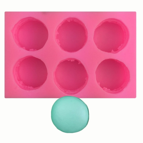 3D Macaron Silicone Mold 6 Cavity DIY Handmade Soap Resin Clay Mold Food Grade Baking Cake Decorating Tools Flexible Pink Bakeware