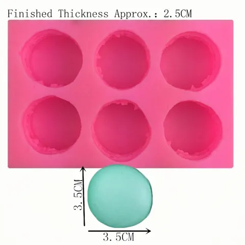 3D Macaron Silicone Mold 6 Cavity DIY Handmade Soap Resin Clay Mold Food Grade Baking Cake Decorating Tools Flexible Pink Bakeware