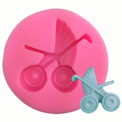 Stampo in Silicone per Fondente a Forma di Passeggino Strumento da Forno Fai da Te Stampo per Torte in Silicone Rosa per Pasticceria
