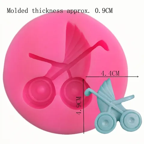Stampo in Silicone per Fondente a Forma di Passeggino Strumento da Forno Fai da Te Stampo per Torte in Silicone Rosa per Pasticceria