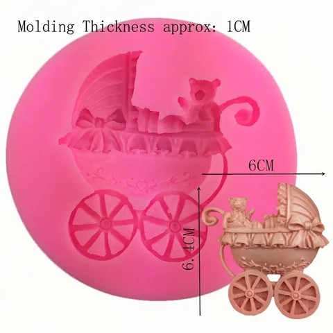 Bär Kinderwagen Silikon Fondant Kuchenform Europäischer Stil Geprägter Kinderwagen Backwerkzeug Für DIY Schokolade Seife Dekoration
