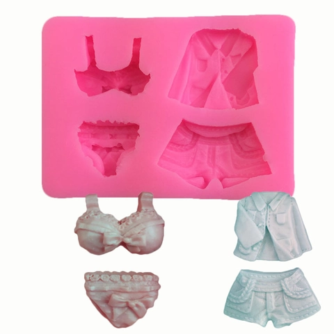 Bikini Kleding Vorm Siliconen Cakevorm Voor Fondant Chocolade Gelei Pudding DIY Bakken Decoratieve Tools Roze