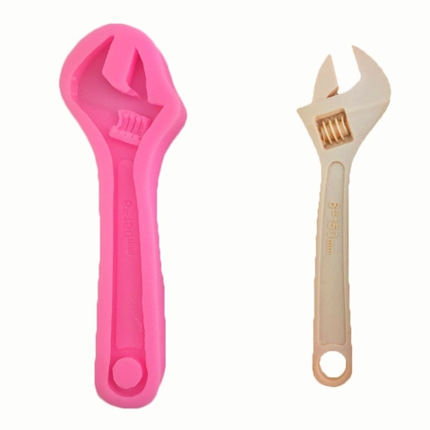 Molde de Silicona con Forma de Llave Inglesa para Decoración de Pasteles Fondant DIY Herramientas de Repostería Chocolate