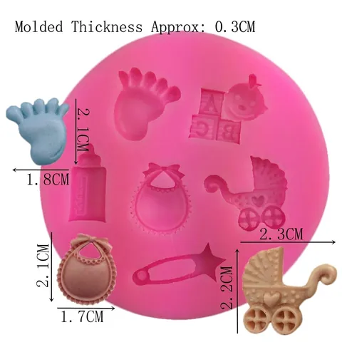 Baby Thema Siliconen Fondant Vorm Cirkelvormig Roze 3D Reliëf Taart Decoratie Tool Voor Chocolade Bakken DIY