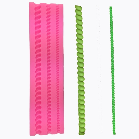 Molde de Silicona Rosa Borde de Pastel Encaje Espiral Cuerda Cuentas Herramientas Fondant Para Decoración de Pasteles DIY